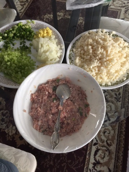 sausage, rice & chopped veggies