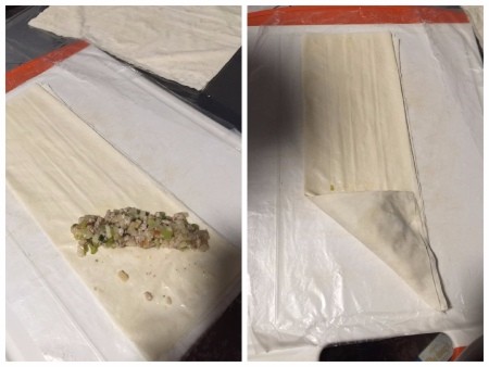 Filo laid out with filling