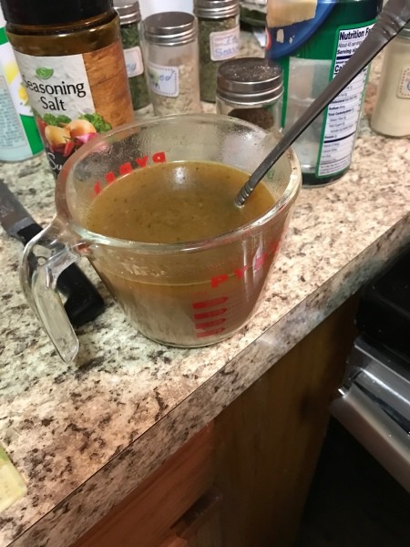 gravy in measuring cup