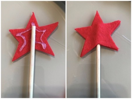 Making Felt Wand Pointers - glueing to the dowel