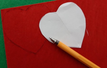 Felt Heart Hair Clip - trace the heart onto red felt