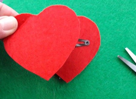 Felt Heart Hair Clip - cover with the other heart, encasing the clip