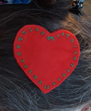 Felt Heart Hair Clip - closeup of heart hairclip