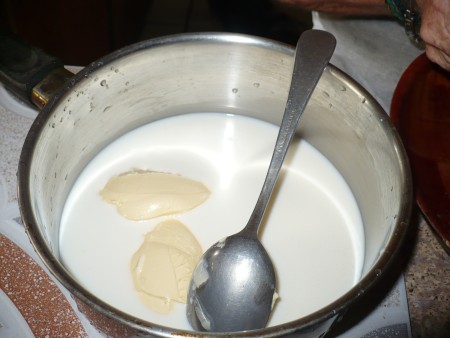 milk & butter in saucepan