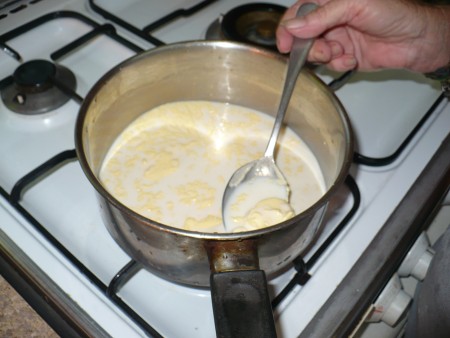 heating milk & butter in pan