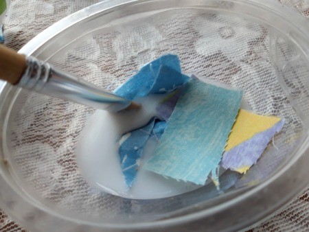 Fabric Covered Specimen or Bud Vase - scraps immersed in glue and water mixture