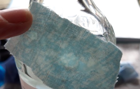 Fabric Covered Specimen or Bud Vase - apply dry fabric to glue on bottle