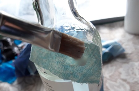 Fabric Covered Specimen or Bud Vase - then paint more glue onto the fabric and bottle