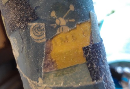 Fabric Covered Specimen or Bud Vase - when completely dry check for places where label or lettering shows through apply more fabric