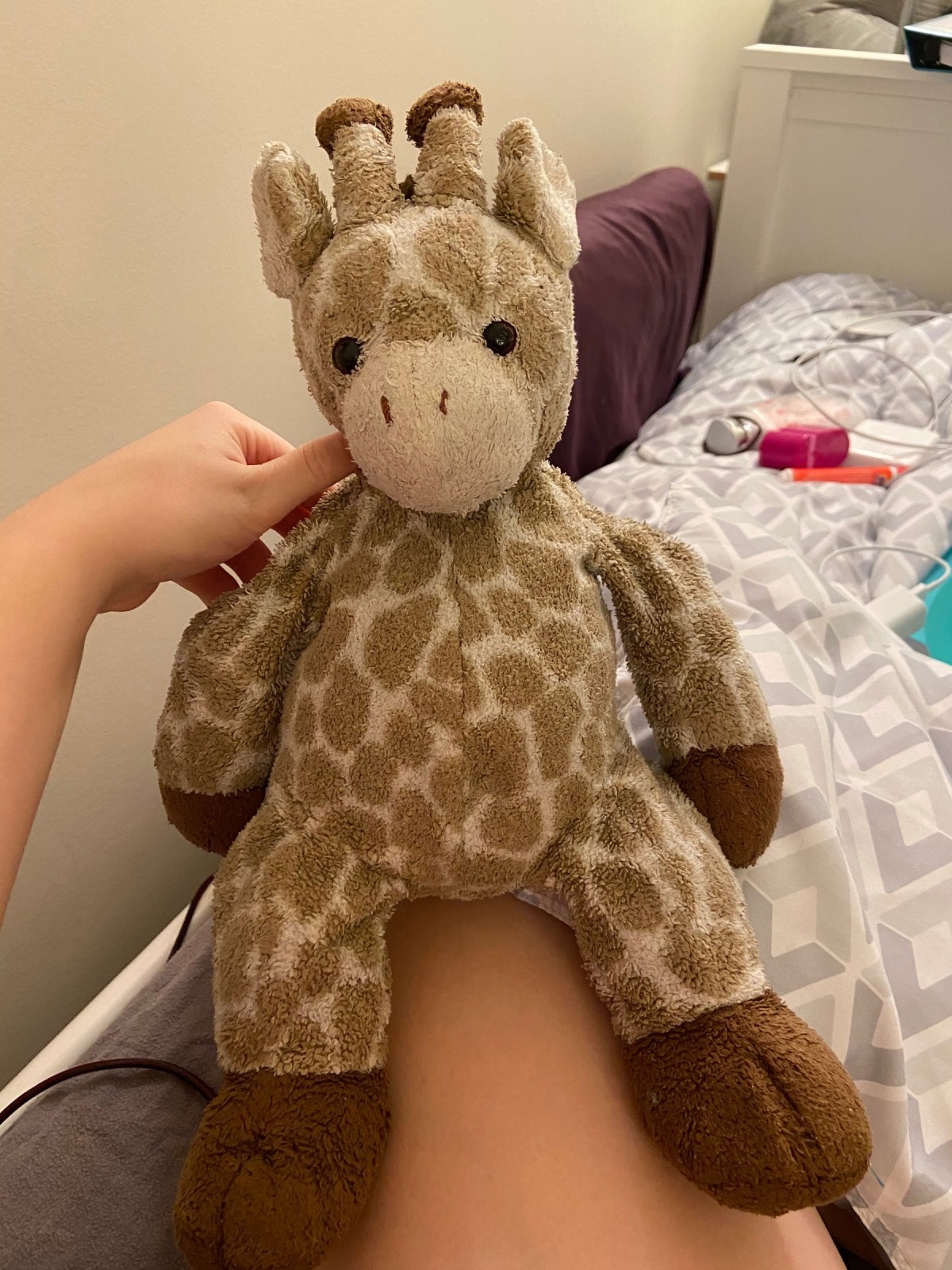 purple stuffed animal giraffe