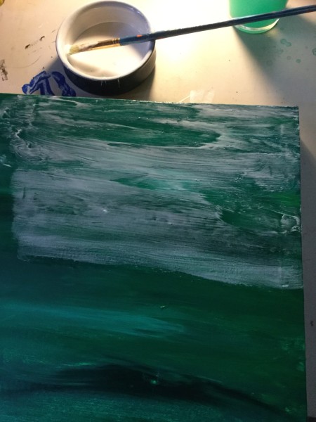 Creating a Crackle Paint Finish on Canvas - quickly apply glue