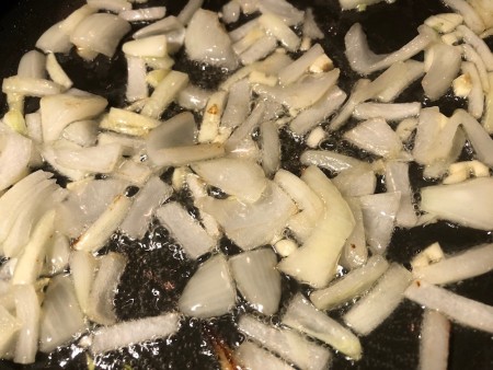 frying onions & garlic