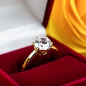 Engagement ring in a red box.