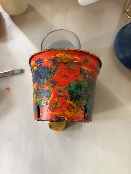 Decorative Planter Pots - abstract color pattern on a red pot