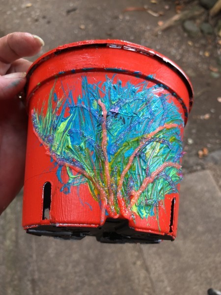 Decorative Planter Pots - tree design on red pot