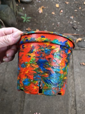 Decorative Planter Pots - closeup of the abstract red pot