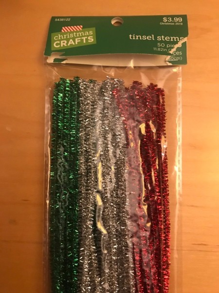 Making a Tinsel Pipe Cleaner Heart Garland - package of tinsel stems, sparkly pipe cleaners
