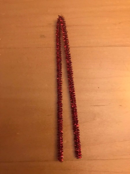 Making a Tinsel Pipe Cleaner Heart Garland - pipe cleaner folded in half