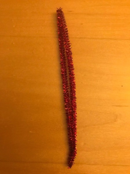 Making a Tinsel Pipe Cleaner Heart Garland - twist ends together