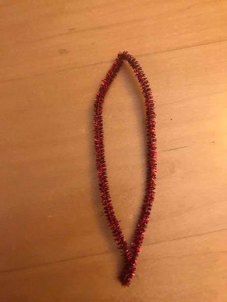 Making a Tinsel Pipe Cleaner Heart Garland - opening up the pipe cleaner