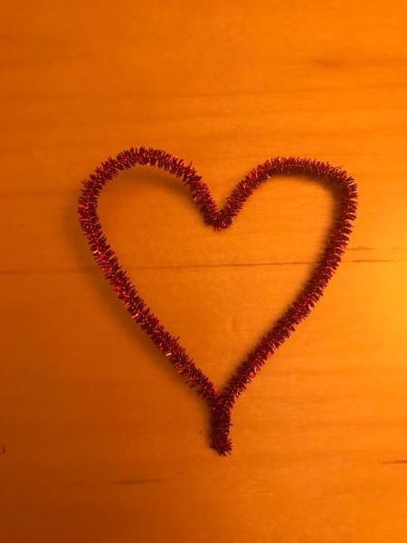 Making a Tinsel Pipe Cleaner Heart Garland - heart shape made