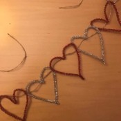 Making a Tinsel Pipe Cleaner Heart Garland - pipe cleaners attached to a length of twine