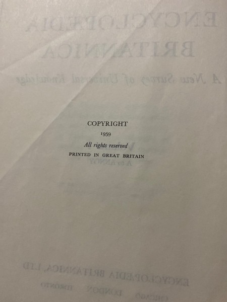 Value of a Set of Encyclopaedia Britannica 1768 - copyright page