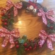 Christmas Wreath - bows and other items glued in place
