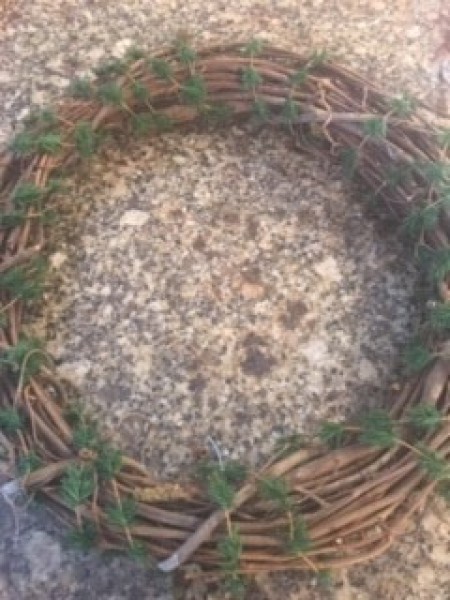 Christmas Wreath - greenery wrapped around the wreath form