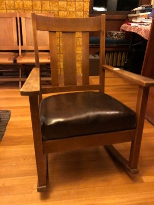 Value of a Murphy #711 Rocking Chair - rocking chair with brown upholstered seat