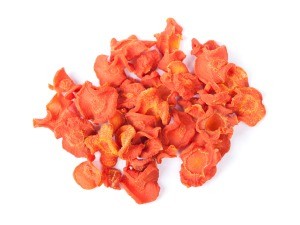 A pile of dried carrot slices.