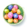 A basket of marbleized Easter eggs.