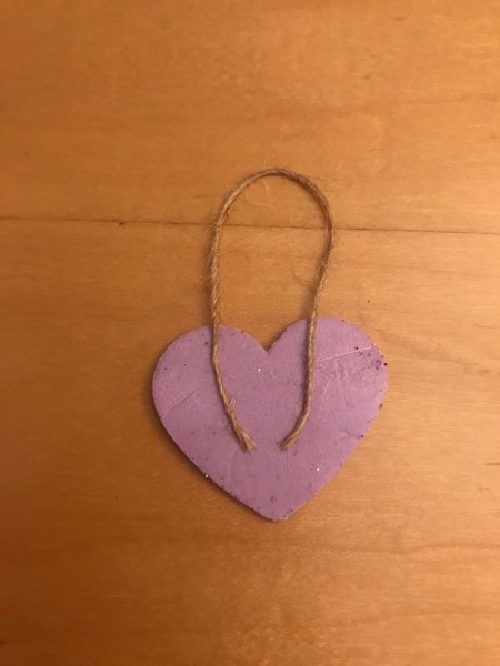 Valentine's Day Ornaments - place twine hanger on one sticker