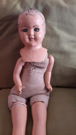 Identifying an Old Doll - old doll with molded head, arms and legs, and a cloth body
