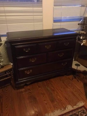 Information on a Vintage Bassett Dresser - dark wood dresser