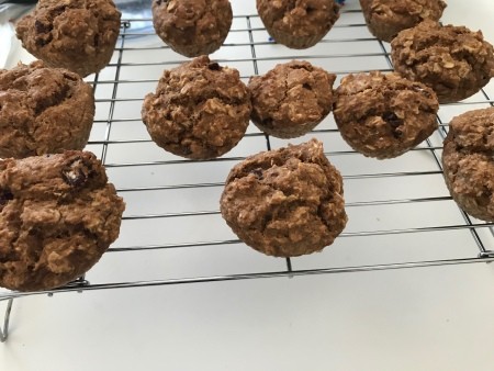 Applesauce Oat Muffins on cooling rack