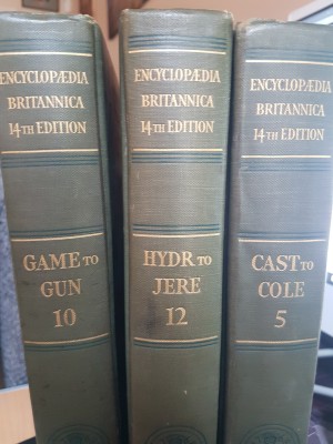 Value of Encyclopedia Britannica - spine of three volumes