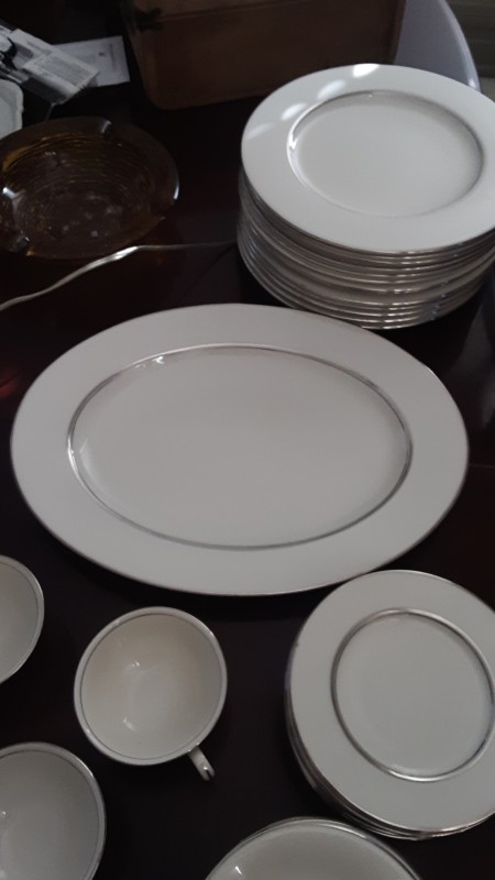 Value of Castleton China Severn Pattern - white china with silver trim