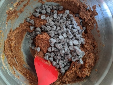 adding chocolate chips