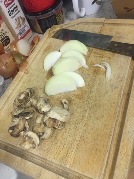 sliced onions & mushrooms