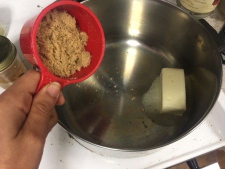 melting butter & sugar in pan