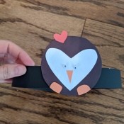 Penguin Valentine's Card or Crown - finished card faced crown