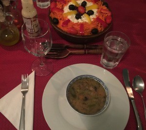 Chicken Soup in bowl on set table