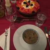 Chicken Soup in bowl on set table