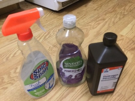 DIY Counter Cleaner - spray bottle and supplies