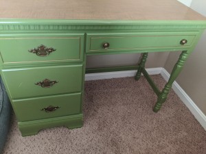 Value of Bassett Furniture Student Desk - light green desk with wood tone top and 4 drawers
