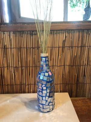 Mirrored Mosaic Flower Vase - finished bottle