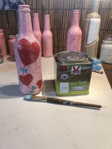 Valentine Hearts Kite Vase - when gel dries, coat with varnish