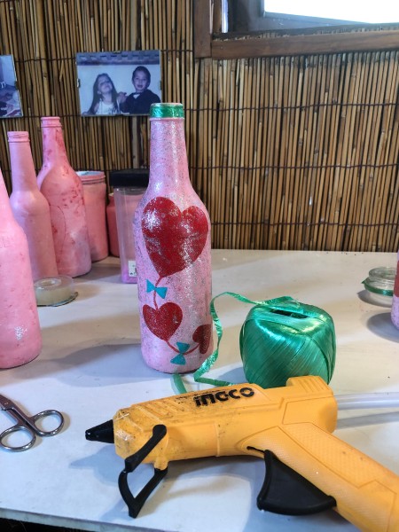 Valentine Hearts Kite Vase - wrap raffia around the top