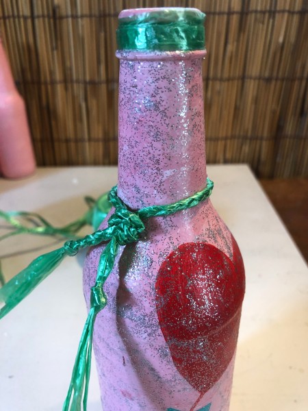 Valentine Hearts Kite Vase - add a braided length of raffia to the neck, card can be attached to it